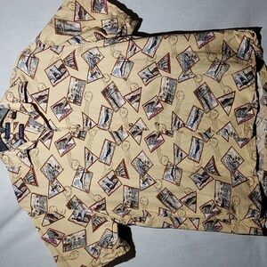 Gant‎ Tropical Pattern Linen blend short sleeve button-up men's shirt size large